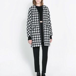 ZARA Black and White Houndstooth Coat